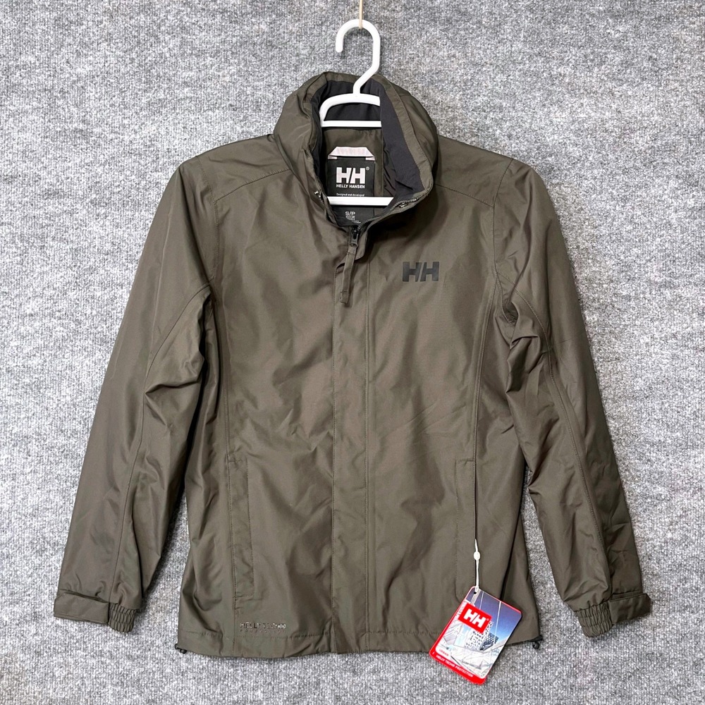 Helly Hansen Dubliner Jacket Men's Small Beluga Olive Green Rain Shell 62643-482